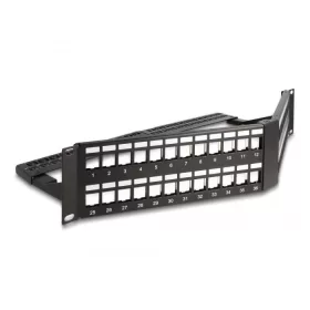   Delock 19  Keystone Patch Panel 48 port húzásmentesítővel, 2U ferde fekete (DL-66977)