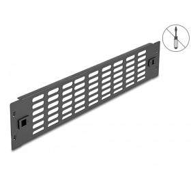   Delock 19  hálózati kabinet panel szellőző nyílásokkal eszköz nélkül beszerelhető 2U fekete (DL-66987)