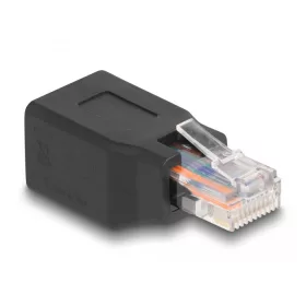   Delock M12 D-kódolt adapter 4 tűs anya - RJ45 anya Cat.5e beszerelő mélyedéssel, 90 -ban hajlított, ibolya színű (DL-66991)