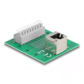   Delock RJ45 anya - Terminal block nyomógombbal hajlított DIN sínhez (DL-66993)