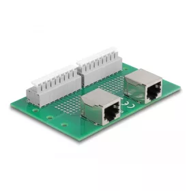   Delock RJ45 2 db. anya - 2 db. Terminal block nyomógombbal DIN sínhez (DL-66994)