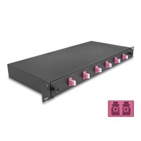   Delock 19  optikai szálösszefűző doboz 6 db. LC Duplex OM4 1U teljes elrendezés kész az összefűzésre (DL-66999)