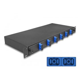  Delock 19  optikai szálösszefűző doboz 6 db. SC Duplex OS2 1U teljes elrendezés kész az összefűzésre (DL-67000)