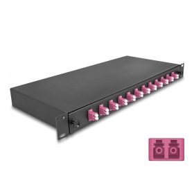   Delock 19  optikai szálösszefűző doboz 12 db. LC Duplex OM4 1U teljes elrendezés kész az összefűzésre (DL-67005)