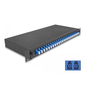   Delock 19  optikai szálösszefűző doboz 24 db. LC Duplex OS2 1U teljes elrendezés kész az összefűzésre (DL-67009)