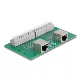   Delock RJ50 2 db. anya - 2 db. Terminal block nyomógombbal DIN sínhez (DL-67014)