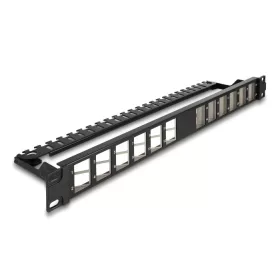   Delock 19  Keystone patch panel 24 porttal hajlított húzásmentesített fekete (DL-67042)
