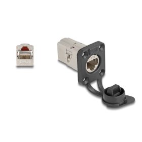   Delock D-típusú RJ45 beépített csatlakozó Cat.6A STP védősapkával IP66 por- és vízbiztos (DL-67061)