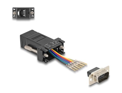 Delock D-Sub 9-tűs dugó   RJ12 anya összekötő adapter fekete