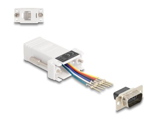 Delock D-Sub 9-tűs dugó   RJ12 anya összekötő adapter fehér