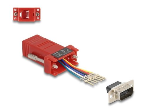 Delock D-Sub 9-tűs dugó   RJ12 anya összekötő adapter piros