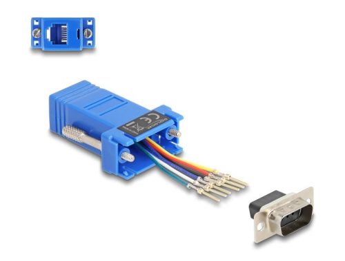 Delock D-Sub 9-tűs dugó   RJ12 anya összekötő adapter kék