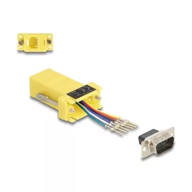   Delock D-Sub 9-tűs dugó   RJ12 anya összekötő adapter sárga (DL-67076)
