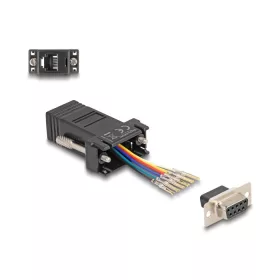   Delock D-Sub 9-tűs anya   RJ12 anya összekötő adapter fekete (DL-67077)