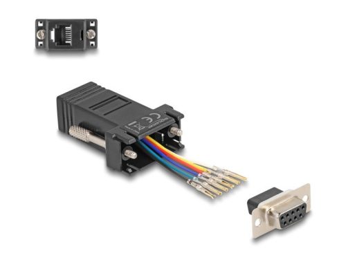 Delock D-Sub 9-tűs anya   RJ12 anya összekötő adapter fekete