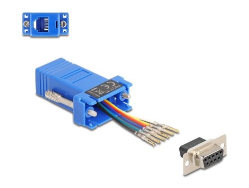 Delock D-Sub 9-tűs anya   RJ12 anya összekötő adapter kék
