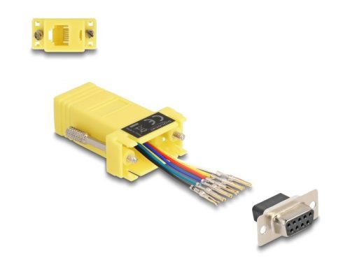 Delock D-Sub 9-tűs anya   RJ12 anya összekötő adapter sárga