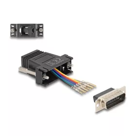   Delock D-Sub 15-tűs dugó   RJ12 anya összekötő adapter fekete (DL-67082)