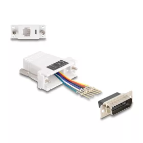   Delock D-Sub 15-tűs dugó   RJ12 anya összekötő adapter fehér (DL-67083)