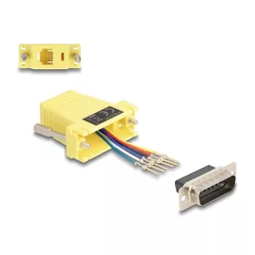   Delock D-Sub 15-tűs dugó   RJ12 anya összekötő adapter sárga (DL-67086)
