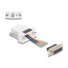   Delock D-Sub 15-tűs anya   RJ12 anya összekötő adapter fehér (DL-67088)