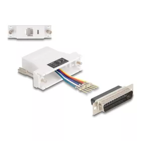   Delock D-Sub 25-tűs dugó   RJ12 anya összekötő adapter fehér (DL-67093)