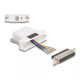   Delock D-Sub 25-tűs anya   RJ12 anya összekötő adapter fehér (DL-67098)