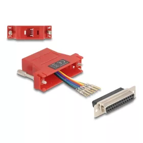   Delock D-Sub 25-tűs anya   RJ12 anya összekötő adapter piros (DL-67099)