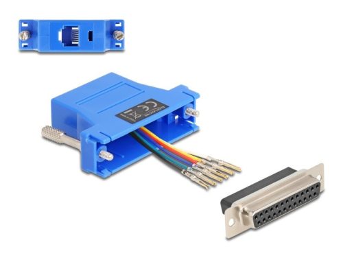 Delock D-Sub 25-tűs anya   RJ12 anya összekötő adapter kék