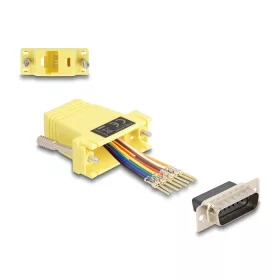   Delock D-Sub 15-tűs dugó   RJ45 anya összekötő adapter sárga (DL-67110)