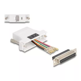   Delock D-Sub 25-tűs anya   RJ45 anya összekötő adapter fehér (DL-67117)