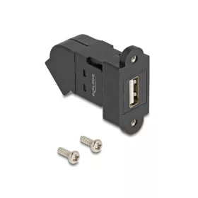   Delock USB 2.0 A-típusú panel tartó anya   A-típusú anya 45 -ban hajlított fekete (DL-67150)