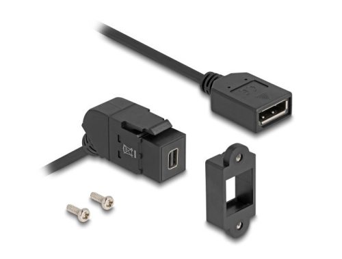 Delock Mini DisplayPort panel tartó anya - DisplayPort anya 45 -ban hajlított 30 cm kábellel 8K 30 Hz fekete