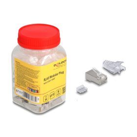   Delock RJ45 Moduláris csatlakozó Cat.6A hajlításvédő csizmával átlátszó 50 db-os készlet (DL-67177)