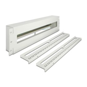   Delock 19  áramkör megszakító kábelrendező csík borítóval és DIN sínnel 3U fém, szürke (DL-67196)