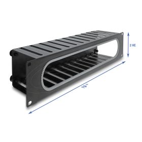   Delock 19  kábel rendező panel nyitási és sarok védelemmel 2U fekete (DL-67279)