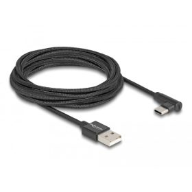   Delock USB 2.0 kábel A-típusú csatlakozódugó - USB Type-C  csatlakozódugó, ívelt, 3 m, fekete (DL-80033)