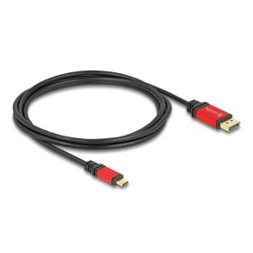   Delock USB Type-C  - DisplayPort kábel (DP Alt Mode) 8K 30 Hz-hez HDR funkcióval 2 m piros (DL-80093)
