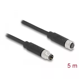   Delock M8 3 tűs kábel A-kódolású apa - anya PUR (TPU) 5 m hosszú (DL-80141)