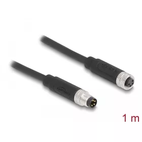  Delock M8 4 tűs kábel A-kódolású apa - anya PUR (TPU) 1 m hosszú (DL-80142)