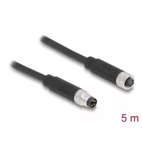  Delock M8 4 tűs kábel A-kódolású apa - anya PUR (TPU) 5 m hosszú (DL-80145)