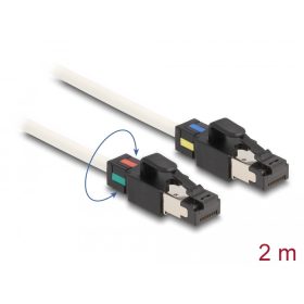   Delock Hálózati kábel RJ45 apa - apa Cat.6A S/FTP változtatható színű csatlakozókkal 2 m fehér (DL-80170)