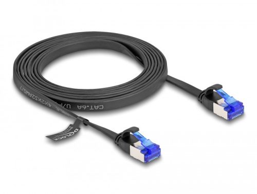 Delock RJ45 lapos patch kábel apa - apa Cat.6A flexibilis 2 m fekete