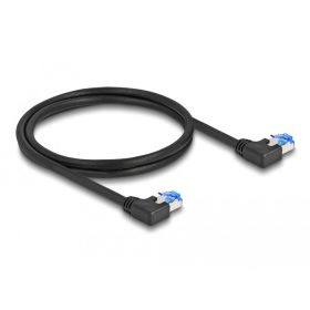   Delock RJ45 hálózati kábel Cat.6A S/FTP balra hajló 1 m fekete (DL-80210)