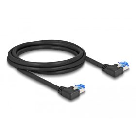   Delock RJ45 hálózati kábel Cat.6A S/FTP balra hajló 2 m fekete (DL-80211)
