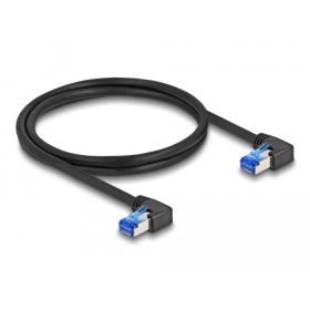   Delock RJ45 hálózati kábel Cat.6A S/FTP jobbra hajló 1 m fekete (DL-80214)