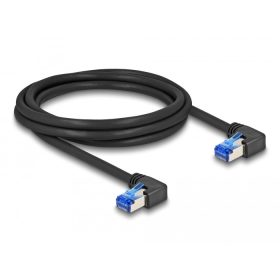   Delock RJ45 hálózati kábel Cat.6A S/FTP jobbra hajló 2 m fekete (DL-80215)