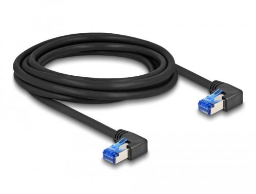 Delock RJ45 hálózati kábel Cat.6A S/FTP jobbra hajló 3 m fekete