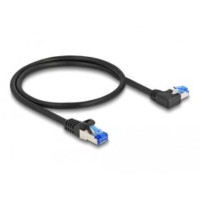   Delock RJ45 hálózati kábel Cat.6A S/FTP egyenes / balra hajló 0,5 m fekete (DL-80217)