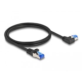   Delock RJ45 hálózati kábel Cat.6A S/FTP egyenes / balra hajló 1 m fekete (DL-80218)
